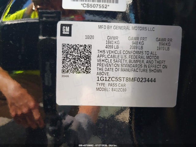 1G1ZC5ST8MF023444 Chevrolet Malibu Fwd 1fl