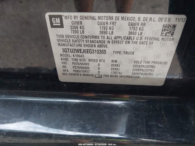 Продаж на аукціоні авто 2014 Gmc Sierra 1500 Denali, vin: 3GTU2WEJ6EG310365, номер лоту: 45709894