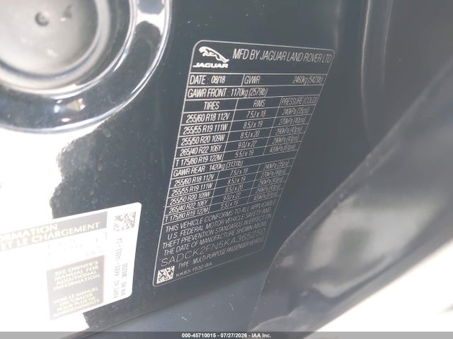 Jaguar F-pace 20d Prestige 2019 SADCK2FN5KA365250 Image 9