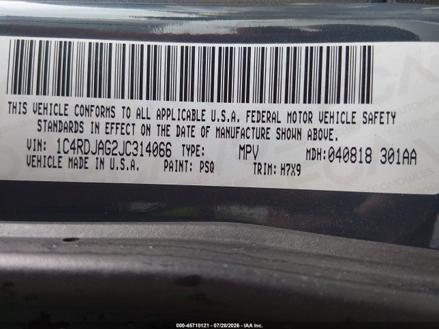 Aukcja sprzedaży 2018 Dodge Durango Sxt Awd, vin: 1C4RDJAG2JC314066, numer aukcji: 45710121