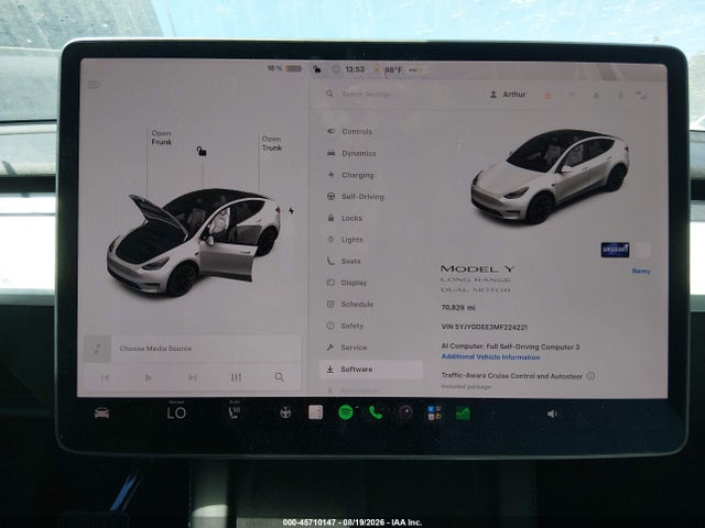 5YJYGDEE3MF224221 Tesla Model Y Long Range Dual Motor All-wheel Drive