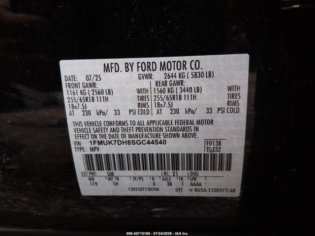 Ford Explorer Active 2025 1FMUK7DH8SGC44540 Image 9
