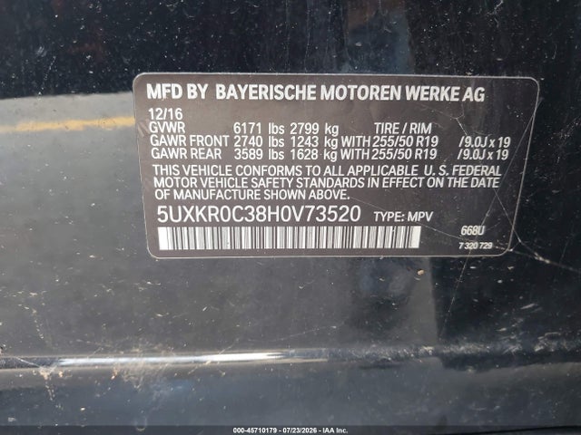 Продажа на аукционе авто 2017 Bmw X5 Xdrive35i, vin: 5UXKR0C38H0V73520, номер лота: 45710179