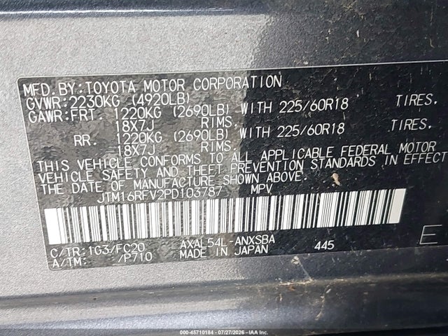 45710184 :رقم المزاد ، JTM16RFV2PD103787 vin ، 2023 Toyota Rav4 Hybrid Se مزاد بيع