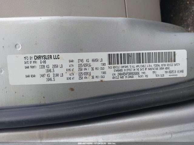 Продаж на аукціоні авто 2008 Chrysler Town & Country Touring, vin: 2A8HR54P38R826896, номер лоту: 45710205