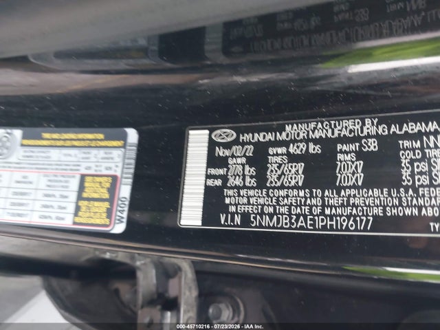 45710216 :رقم المزاد ، 5NMJB3AE1PH196177 vin ، 2023 Hyundai Tucson Sel مزاد بيع