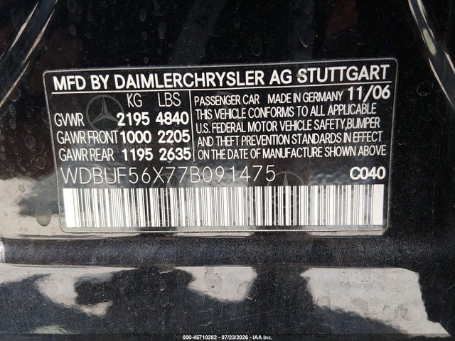 Продаж на аукціоні авто 2007 Mercedes-benz E 350, vin: WDBUF56X77B091475, номер лоту: 45710282