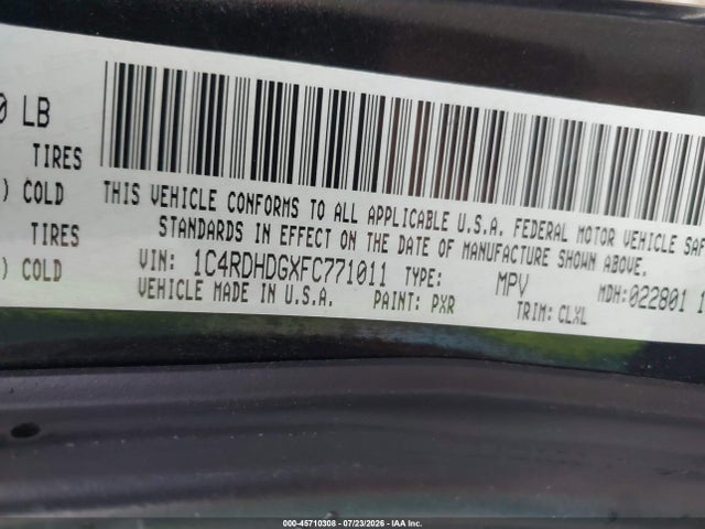 Dodge DURANGO LIMITED 2015 1C4RDHDGXFC771011 Image 9