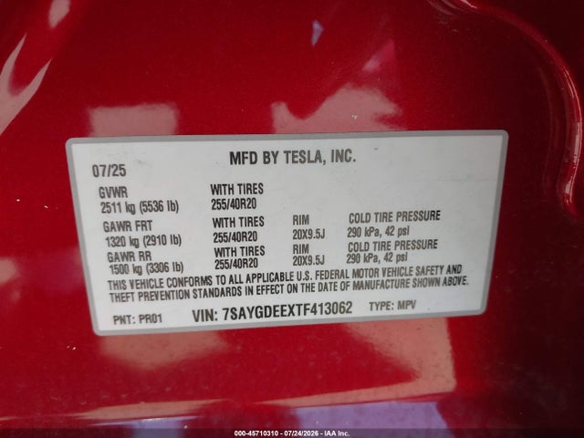 7SAYGDEEXTF413062 Tesla Model Y All-wheel Drive/long Range Launch Series/premium All-wheel Drive