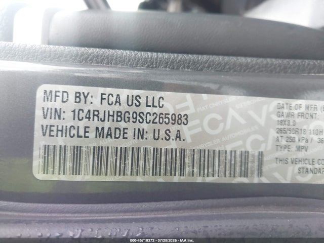 Aukcja sprzedaży 2025 Jeep Grand Cherokee Limited 4x4, vin: 1C4RJHBG9SC265983, numer aukcji: 45710372