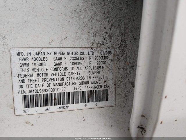 45710373 :رقم المزاد ، JH4CL96936C010977 vin ، 2006 Acura Tsx مزاد بيع