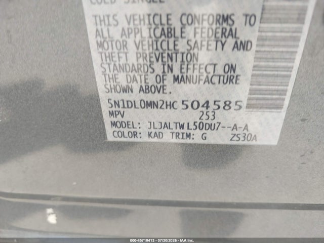 Продаж на аукціоні авто 2017 Infiniti Qx60, vin: 5N1DL0MN2HC504585, номер лоту: 45710413