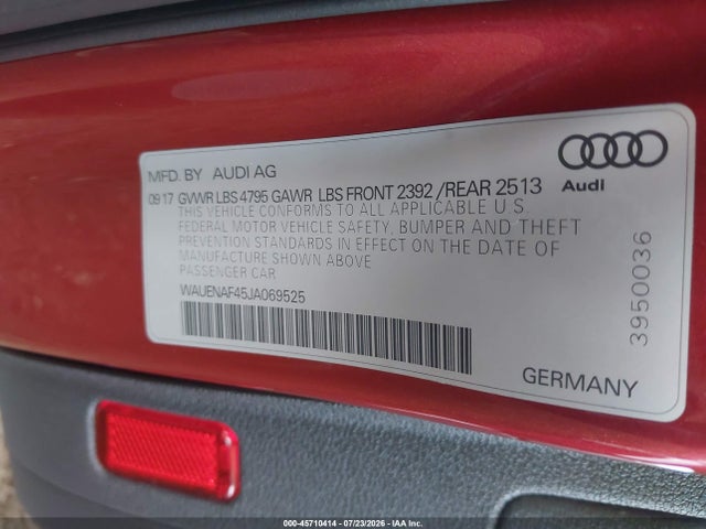 Продажа на аукционе авто 2018 Audi A4 2.0t Premium/2.0t Tech Premium, vin: WAUENAF45JA069525, номер лота: 45710414