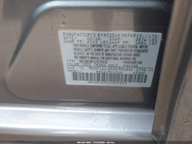 Aukcja sprzedaży 2018 Nissan Sentra Sr, vin: 3N1AB7AP1JY274319, numer aukcji: 45710501
