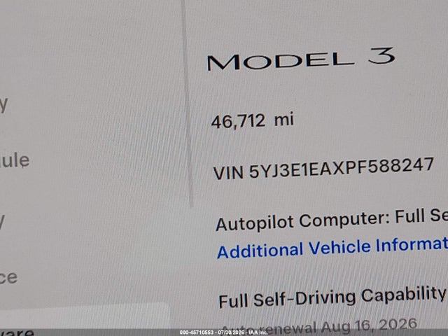 5YJ3E1EAXPF588247 Tesla Model 3 Rear-wheel Drive