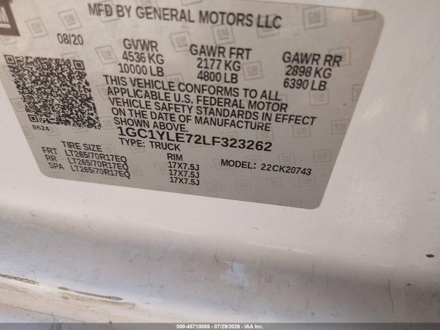 Chevrolet Silverado 2500hd 4wd Standard Bed Wt 2020 1GC1YLE72LF323262 Image 9
