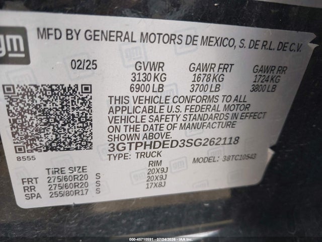 3GTPHDED3SG262118 GMC Sierra 1500 2wd Short Box Slt
