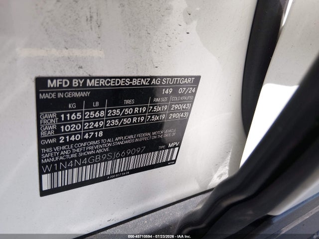 Продаж на аукціоні авто 2025 Mercedes-benz Gla 250 4matic, vin: W1N4N4GB9SJ669097, номер лоту: 45710594