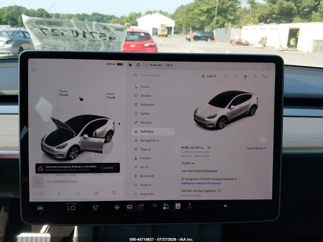 Продаж на аукціоні авто 2023 Tesla Model Y Awd/long Range Dual Motor All-wheel Drive, vin: 7SAYGDEEXPF840392, номер лоту: 45710627