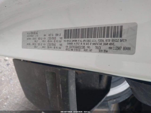 Продажа на аукционе авто 2017 Ram Promaster 2500 High Roof 159 Wb, vin: 3C6TRVDG6HE521385, номер лота: 45710629