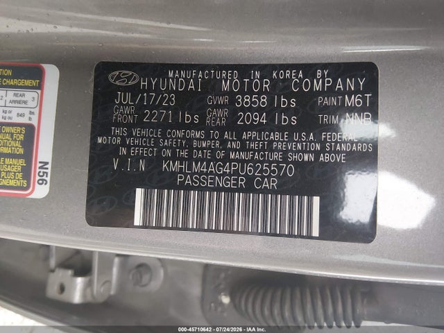 Aukcja sprzedaży 2023 Hyundai Elantra Sel, vin: KMHLM4AG4PU625570, numer aukcji: 45710642