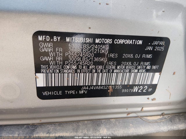 Продажа на аукционе авто 2025 Mitsubishi Outlander Se 2.5 S-awc/trail Edition S-awc, vin: JA4J4VA84SZ021355, номер лота: 45710664