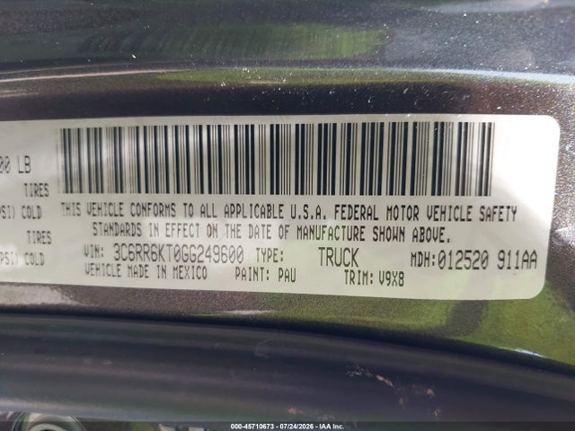 Aukcja sprzedaży 2016 Ram 1500 Express, vin: 3C6RR6KT0GG249600, numer aukcji: 45710673