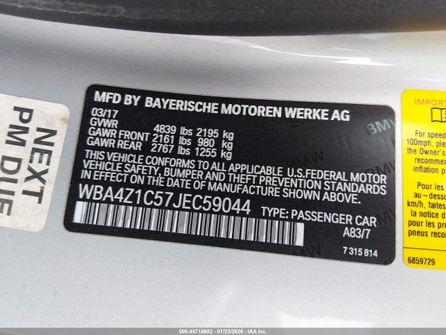Продажа на аукционе авто 2018 Bmw 430i, vin: WBA4Z1C57JEC59044, номер лота: 45710682