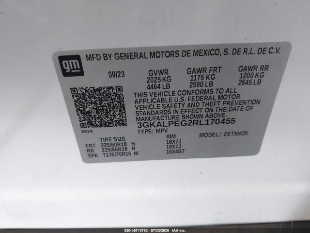 Aukcja sprzedaży 2024 Gmc Terrain Fwd Slt, vin: 3GKALPEG2RL170455, numer aukcji: 45710762