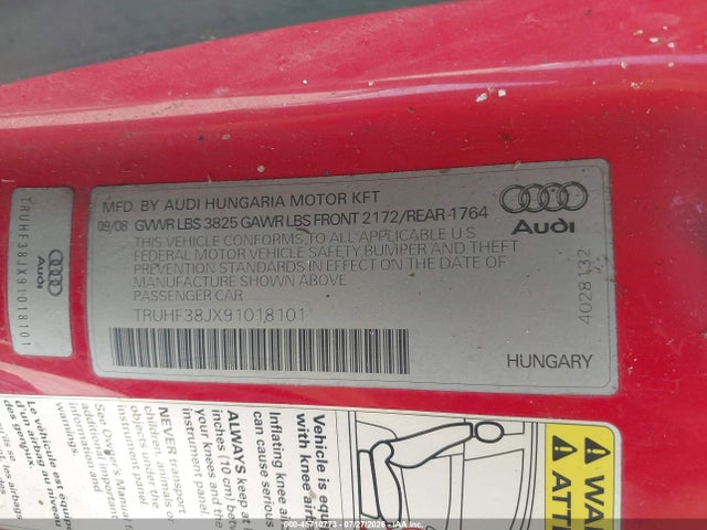 Продажа на аукционе авто 2009 Audi Tt 2.0t, vin: TRUHF38JX91018101, номер лота: 45710773