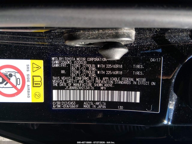 Aukcja sprzedaży 2017 Lexus Nx 200t, vin: JTJBARBZXH2134176, numer aukcji: 45710869