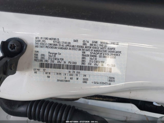 Ford FOCUS SE 2016 1FADP3F23GL294063 Image 9