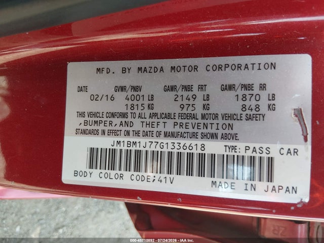 Продаж на аукціоні авто 2016 Mazda Mazda3 I Sport, vin: JM1BM1J77G1336618, номер лоту: 45710892