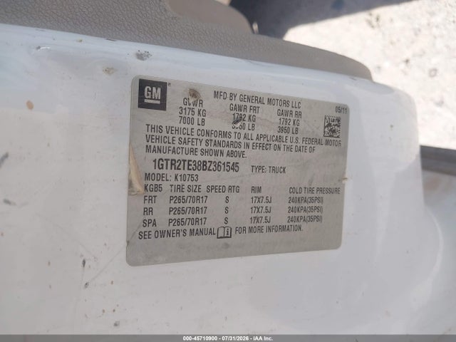 45710900 :رقم المزاد ، 1GTR2TE38BZ361545 vin ، 2011 Gmc Sierra 1500 Work Truck مزاد بيع