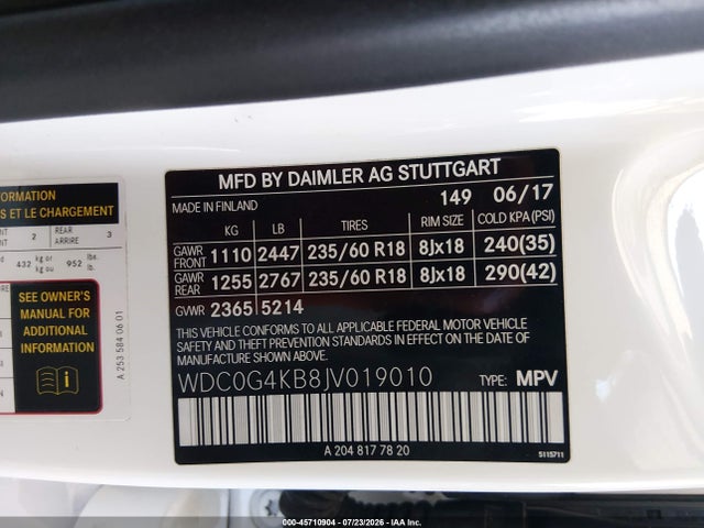 WDC0G4KB8JV019010 Mercedes-Benz Glc 300 4matic