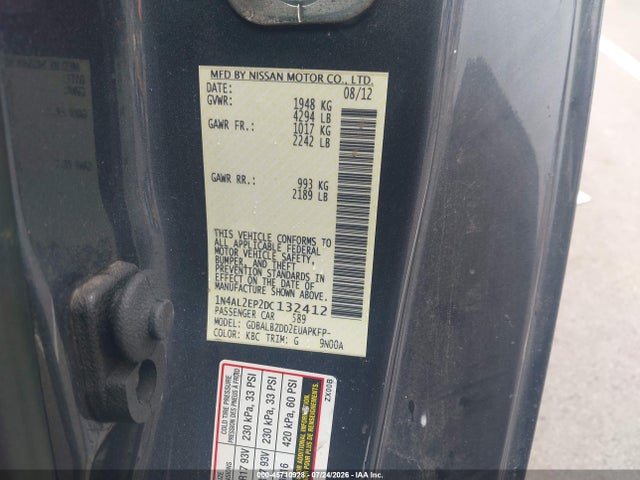 Продаж на аукціоні авто 2013 Nissan Altima 2.5 S, vin: 1N4AL2EP2DC132412, номер лоту: 45710928