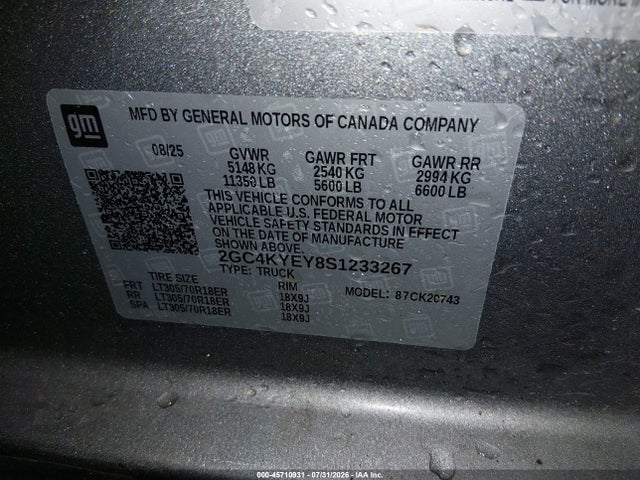 2GC4KYEY8S1233267 Chevrolet Silverado 2500hd 4wd Standard Bed Zr2