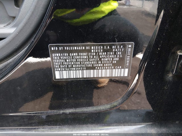 Aukcja sprzedaży 2017 Volkswagen Jetta 1.4t S, vin: 3VW2B7AJ1HM364310, numer aukcji: 45710946