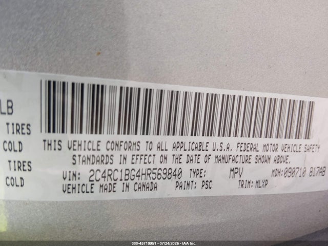 Aukcja sprzedaży 2017 Chrysler Pacifica Touring-l, vin: 2C4RC1BG4HR569840, numer aukcji: 45710951