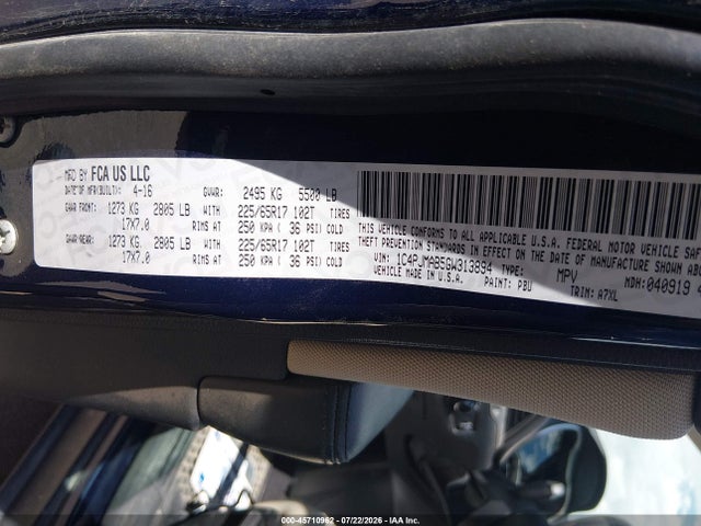 Продаж на аукціоні авто 2016 Jeep Cherokee Sport, vin: 1C4PJMAB5GW313894, номер лоту: 45710962