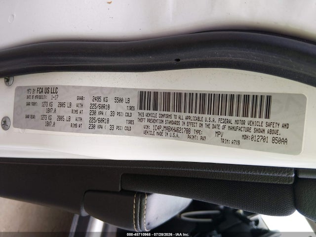 Продажа на аукционе авто 2017 Jeep Cherokee Altitude, vin: 1C4PJMABXHW621788, номер лота: 45710968