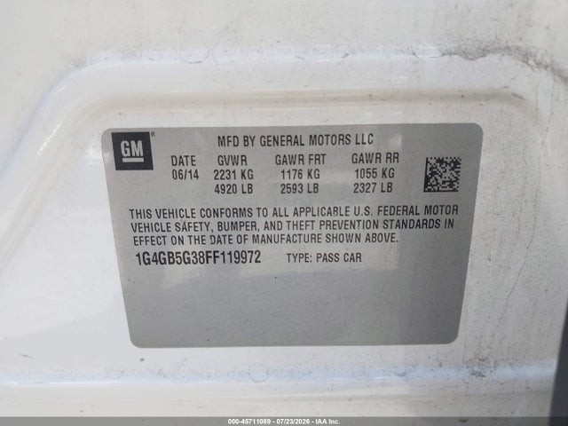 1G4GB5G38FF119972 Buick Lacrosse Leather