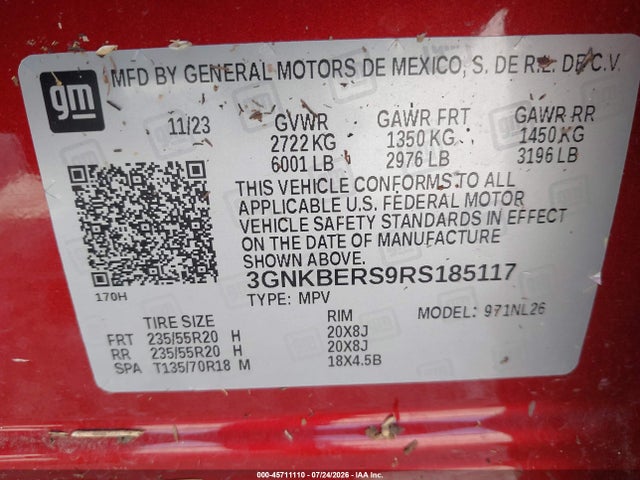 3GNKBERS9RS185117 Chevrolet Blazer Fwd Rs