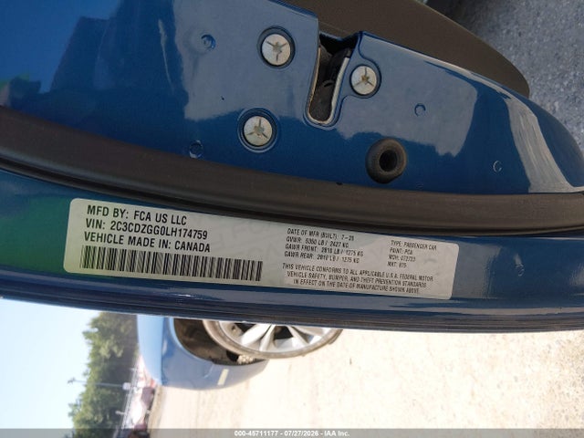 45711177 :رقم المزاد ، 2C3CDZGG0LH174759 vin ، 2020 Dodge Challenger Sxt Awd مزاد بيع