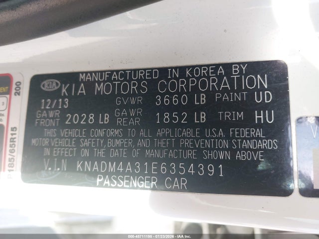 KIA RIO LX 2014 KNADM4A31E6354391 Image 9