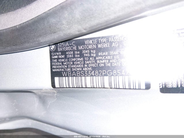 45711214 :رقم المزاد ، WBABS33482PG85474 vin ، 2002 Bmw 325ci مزاد بيع