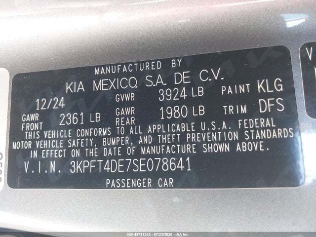 KIA K4 Lxs 2025 3KPFT4DE7SE078641 Image 9