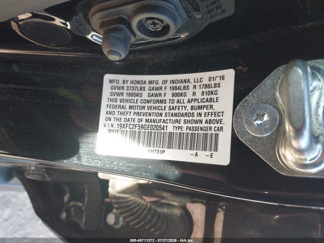 Продажа на аукционе авто 2016 Honda Civic Lx, vin: 19XFC2F59GE020541, номер лота: 45711272