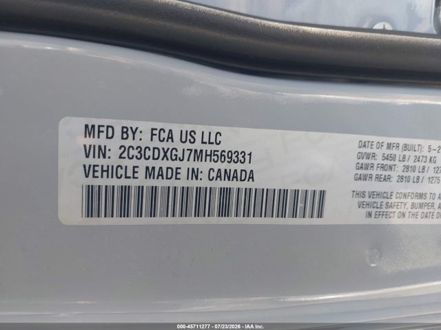 2C3CDXGJ7MH569331 Dodge Charger Scat Pack Widebody Rwd