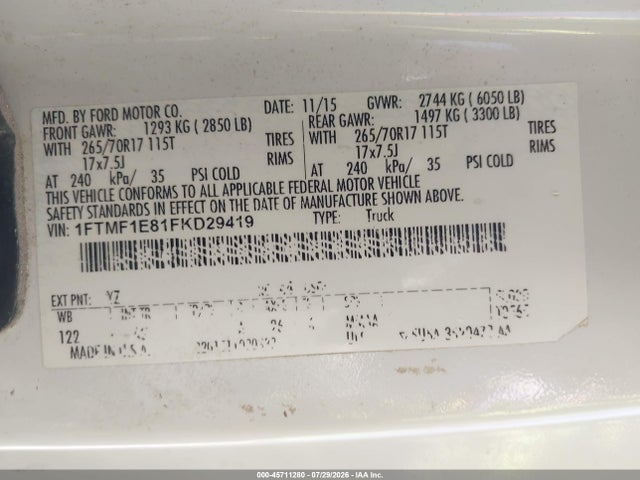 1FTMF1E81FKD29419 Ford F-150 Xl